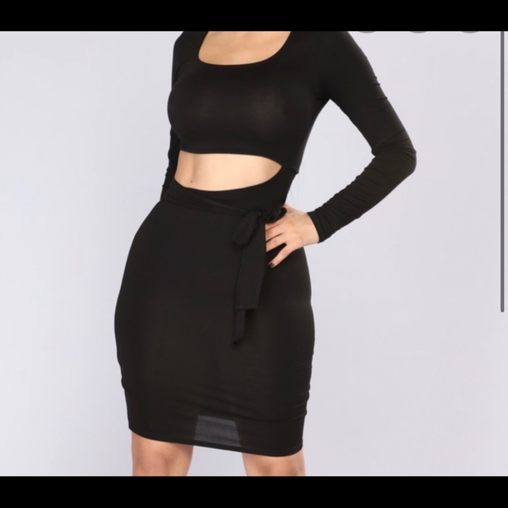 Black cut out tie dress